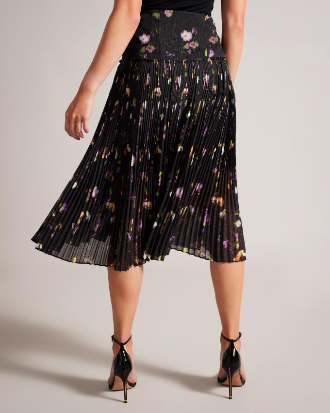 Jupe Ted Baker Corrugated Pleat Midi Noir Femme | CTR-14637926